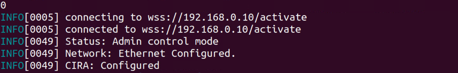 Figure 2: Example output after configuration